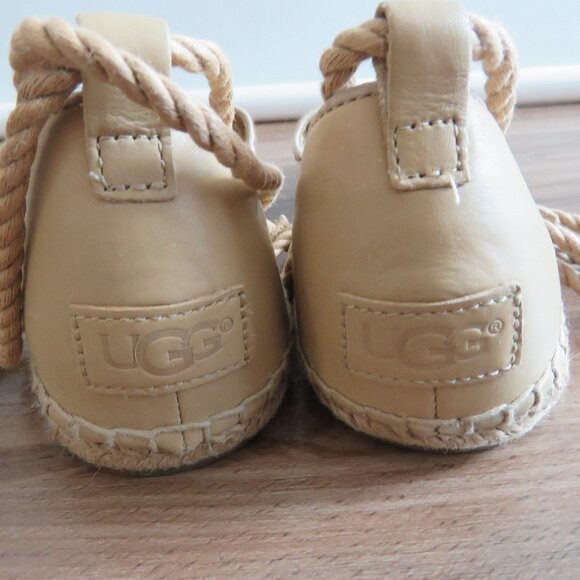 UGG Libbi Serape Leather Woven Espadrilles Flat Shoes in Beige Cream - Size US 8 - Picture 9 of 15